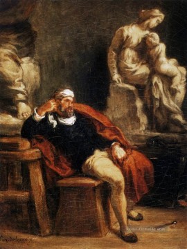  romantische Malerei - Michelangelo in seinem Studio romantische Eugene Delacroix